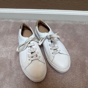 Banana Republic White Leather Sneakers gold accent